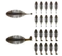 Eupheng 20PCS Soft Plastic Swimbait, Ribbed Plastic Baits with Tickle/Paddle Tail, Fishing Worms Bionic Soft Leech Fishing Minnow Bait for Bass, Pike, Trout, Walleye