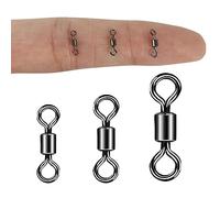 EUPHENG 50/60PCS Micro Swivels for Fly Fishing, High Strength Small Rolling Barrel Swivels with Black Nickel Coating, Fly Fishing Tackles to Reduce Line Twist 10LB-30LB