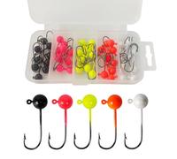 Eupheng 50pcs Fly Tying Jigs Kit Glow in The Dark Jig Heads for Fly Fishing, Jig Head Fly Fishing Hooks DIY Lure Making Kit Suit for Tying Flies (1/80oz, Combo)