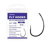 Eupheng Fly Fishing Hooks 100pc Pack Barbless Catch & Release Dry Wet Nymph Shrimp&Pupa, Streamer, Caddis, Jig, Scud Flies Fishing Hooks (#14, EP Fly-C&R-NYM-0031)