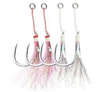 Eupheng Heavy Duty Assist Hooks, Glow, High Strength BKK Double/Single Assist Replacement Fishing Hooks for Slow Fast Fall Jigging Lures, Also Have Steel Wire Style