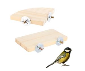 EupHHonycs 2PCS Parrot Perch, Bird Perches for Cage Bird Perch Platform Flat, Fan Shape Rectangle Bird-Cage Platform with Stainless Steel Washers for Cockatiel Rat Hamster Guinea Pig Conure