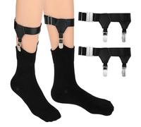EupHHonycs Sock Suspenders Men Adjustable Men's Sock Suspenders Socks Garters Belt with Holders Metal Non-Slip Clips Sturdy Clip Suspender for Men