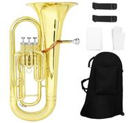 Euphonium Bb Flat Euphonium Brass Tube Body 3Key Baritone Horn Bass Musical Instrument Parts Accessories With Case Back Straps