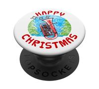 Euphonium Christmas Brass Band Musician Music Teacher PopSockets Adhesive PopGrip