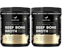 Euphoria Bliss Bone Broth Powder 500g | Sweden Grass Fed | No Hormones or Additives | Unflavoured High Grade Beef Bone Broth | Halal (Pack of 2)