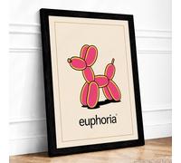 Euphoria Dog Modern Framed Wall Art Print A1 (84.1×59.4cm) Black, Wall Decor for Living Room, Bedroom, Office & Home, Ready to Hang, Art Gift