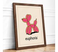 Euphoria Dog Modern Framed Wall Art Print A1 (84.1×59.4cm) Walnut, Wall Decor for Living Room, Bedroom, Office & Home, Ready to Hang, Art Gift