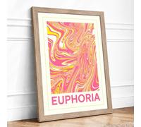 Euphoria in Motion Modern Framed Wall Art Print A3 (42×29.7cm) Oak, Wall Decor for Living Room, Bedroom, Office & Home, Ready to Hang, Art Gift