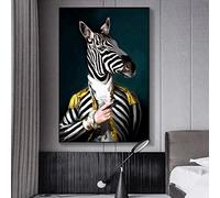 EUpMB Canvas Print Wall Art Picture, Artwork Pictures Photo Prints On Canvas, Abstract Portrait Zebra Head Human Body 60x90cm No Frame PM593