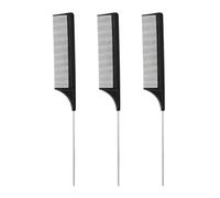 Eupneicu Tail Comb, 3-Piece Carbon Fiber Rat Tail Comb, Stainless Steel Pin Tail, Anti-static, Suitable for Women Men Different Hair Types