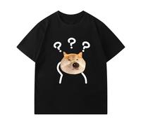 EUpochikiki Funny Dog Meme Print Black White T-Shirts Question Mark Graphic Tees for Men Women