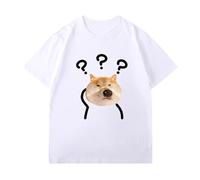 EUpochikiki Funny Dog Meme Print Black White T-Shirts Question Mark Graphic Tees for Men Women