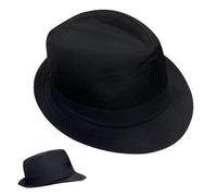 EUPSIIU 1 Pcs Elegant Fedora Trilby Hat Unisex Classic Panama Bowler Hat, Classic Gentleman Stylish, Jazz Cap, Gangster Cap, Short Brim, for Travel Beach Party Outdoor (UK, Alpha, One Size, Black)