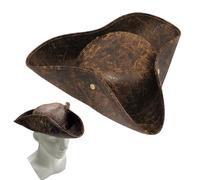 EUPSIIU 1 Pcs Pirate Hat, Tricorn Hat Halloween Captain Costume Accessory, Medieval Ancient Colonial Style Pirates Cap, for Theme Party Halloween Cosplay Role Cosmetic Accessories (Brown)