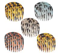EUPSIIU 10 Pcs French Twist & Retro Celluloid Hair Comb Set, Leopard Print, Non Slip Comb Clips, Multicolour