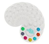 EUPSIIU 10 Pcs Paint Mixing Palette Tray, Plastic Round Palette, Color Palette, Mixing Palette for Painting and Oil for Watercolor Acrylic and Oil DIY Craft Professional Art Painting (White)