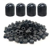 EUPSIIU 100 Pcs Tyre Valve Caps, Dust Caps For Car Tyres, Plastic Dust Caps, Universal Car Tire Stem Dust Covers for Car Tyres, SUV, Motorbike, Bike, Bicycle Tyres, Trucks, Airtight Seal (Black)