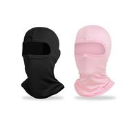 EUPSIIU 2 Pcs Balaclava Face Mask, Ski Face Mask UV Protector Mask, Soft Breathable Windproof Mask for Motorcycle Fishing Cycling Running for Men Women (Black, Pink)