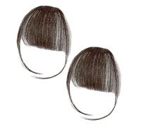 EUPSIIU 2 Pcs Hair Bangs Clip, Fringe Human Hair, Women Hair Extensions, Fringe Extensions Clip in French Bangs, Light Bang, Fashion Wispy Bangs, Temples Hairpieces for Women Daily Wear (Dark Brown)