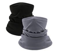 EUPSIIU 2 Pcs Kids Neck Warmer, Winter Neck Warmer Gaiter Fleece, Kids Ski Mask,Tube Scarf, Windproof Neck Scarf, Thermal Mask for Outdoor Sports Skiing Running Boys and Girls, One Size (Grey, Black)