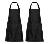 EUPSIIU 2 Pcs Kitchen Apron, Adjustable Bib Chef Aprons with 2 Pockets Cooking Apron Unisex Women Men Aprons for Home Kitchen, Restaurant, Coffee House, Baking Gardening BBQ, Painting, 60*70cm (Black)