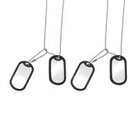 EUPSIIU 2 Pcs Personalised Stainless Steel Military Dog Tags, Army Style Dog ID Tags with Ball Chains and Silencers for Halloween Party Cosplay Dress up (Silver)