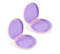 EUPSIIU 2 Pcs Retainer Case Orthodontic Denture Box, Slim Denture Storage Box (Pink)