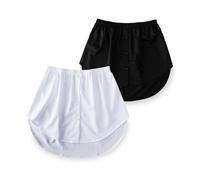 EUPSIIU 2 Pcs Shirt Extender for Women Adjustable Layered Fake Top Lower Sweep Shirt, Mini Skirt Shirt Extenders,Versatile (White, Black) (UK, Alpha, One Size, Regular, Regular, White, Black)