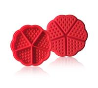 EUPSIIU 2 Pcs Silicon Waffle Moulds, Waffle Maker, Non-Stick Mini Heart Muffin Mould, Baking Tools, Waffle Muffin Cake Moulds, 5 Cavity Pancake Muffin Mold, Waffle Mold Bakeware (Red)