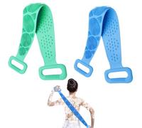 EUPSIIU 2 Pcs Silicone Back Scrubber, Double-Sided Body Brush for Bath Shower - 60cm Exfoliating Spa Massage Tool With Soft Bristles for Men and Women (Blue, Green)