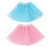 EUPSIIU 2 Pcs Tutu Skirt for Girls Sparkle Sequin Princess Dresses 3 Layers Tulle Ballet Dance Tutu Skirts Tulle Dance Skirts for Birthday Party Dress Up Costume for Kids 2-8 Years (Nylon, 2 Color)