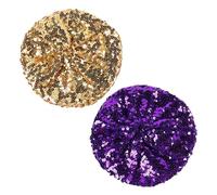EUPSIIU 2 Pcs Women Sparkly Sequins Beret Hat, Flash Sequined Headdress Shining Beanie Cap Dancing Hat for Girls Festival Party Club, Fun Costume Stretch Mermaid Dancing Cap, One Size (Purple, Gold)