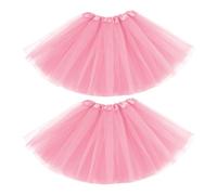 EUPSIIU 2 Pcs Women's Tulle Tutu Skirt, Adult Tutu Short, Classic Elastic 4 Layered Tutu Skirts, Vintage 1950s Tulle Bubble Dance Skirts, Ballet Dance Skirt, Skirt for Dress-Up Parties Dancing (Pink)