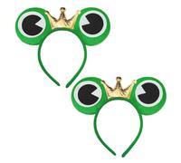 EUPSIIU 2 Pieces Cute Headband Frog, Animal Hair Hoops, Frog Hair Bands, Cosplay Themed Party Props, Frog Princess Prince Headband for Adult Kids, for Halloween Daily Wear Party Festivals (Green)