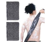EUPSIIU 2 Pieces Exfoliating Body Scrubber, Extra Long Exfoliating Towel, Shower Wash Black Cloths, Washcloth, Loofah, Special Texture Makes Fluffy Foam Lather for Cleaning Dirt on The Skin (Black)