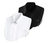 EUPSIIU 2 Pieces Fake Collar Detachable Collars Women's Half False Shirt Collar Dickey Tops Collar for Women Girls, White Black Half Shirt Blouse Collar for Sweaters Collarless Clothes (Cotton, 2Pack)