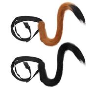 EUPSIIU 2 Pieces Fluffy Plush Long Cat Tail Animal Tail 80 cm Adjustable Furry Fox Tail Halloween Faux Fur Tail Cosplay for Adult Kids Cat Costume Anime Dress Up Party Carnival Costume Prop (2PCS)