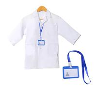 EUPSIIU 2 Pieces Kids Scientist Costume Set Nurse Doctor Costume Set Children's Scientist Lab Coat with Work Card for Role Play School Student Science Lab Coats Vet Coat Boys Girls(White)