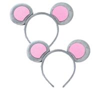 EUPSIIU 2 Pieces Mouse Ears Headband for Adults, Boys, Girls - Animal Costume Headpiece for Kids' Fancy Dress Up, Cosplay, Halloween Theme Party Supplies