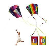 EUPSIIU 2 Pieces Pocket Kite For Children, Rainbow Flying Kite for Kids Beach Summer Colorful Kites with Long Tail, Easy Flyer Kite for Beginner Outdoor Activities, Kite Gift to Boys Girls (Rainbow)