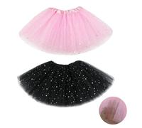 EUPSIIU 2 Pieces Tutu Skirt for Girls, Sparkle Sequin Princess Dresses 3 Layers Tulle Ballet Dance Tutu Skirts for Birthday Holiday Party Dress Up Costume Layered Skirts for Kids 2-8 Years (2 Colors)