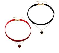EUPSIIU 2 Pieces Velvet Choker Necklace Ribbon Choker, Gothic Choker Necklace for Women Girls, Suede Choker Necklace, Halloween Accessory, Goth Choker for Cosplay Party, Birthday (Black, Red)