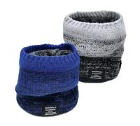 EUPSIIU 2 Pieces Winter Fleece Neck Warmer, Thick Knitted Snood Scarf Windproof Stretchy Circle Scarf for Men Women Girl Thermal Neck Hat Face Covering for Sports Running (2PCS)