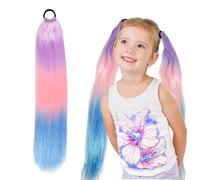 EUPSIIU 24 inch Ponytail, Braiding Hair, Rainbow Ponytail Extensions, Colorful Braid Hair Extension, Jumbo Braids Hair Extension, Mermaid Pony Tail (Multicolor)