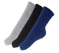 EUPSIIU 3 Pairs Men Fluffy Slipper Socks,Socks Winter Thick Thermal Sock Warm Home Slipper Bed Socks,Soft Fleece Sleeping Socks Thick Cozy Sock Presents for Men Home Room (3 colors, Classic, socks)