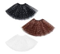 EUPSIIU 3 Pcs Layered Tulle Dance Tutus, 3 Layers Tulle Sequin Star Ballet Tutus for Girls 2-8 Years, Multicolor