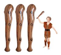 EUPSIIU 3 Pieces Cave Club Inflatable Baseball Bat Inflatable Wooden Stick Wild Caveman Costumes Inflatable Mace Cheering Prop for Stone age Themed Decoration Cosplay Party Accessory (3 pcs)