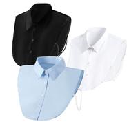 EUPSIIU 3 Pieces Fake Collar Detachable Dickey Collar Half False Shirts Round Collar Blouse False Collar Top for Women Girls Outfits, Women's Collar Tops Collar for Sweaters Collarless (Cotton, 3PCS)