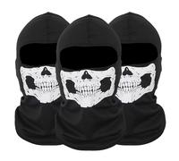 EUPSIIU 3 Pieces Skull Balaclava Ghost Mask Call of Balaclava Ghosts Balaclava Skull Mask Death Masks Cosply Ski Costume Cycling Riding Hunting Fishing Halloween Party, Black, One Size